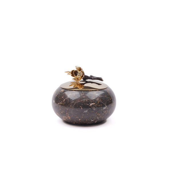 ظرف سنگی دردار C2 آنیکا سنگ قهوه‌ای- درب طلایی ریتابان
